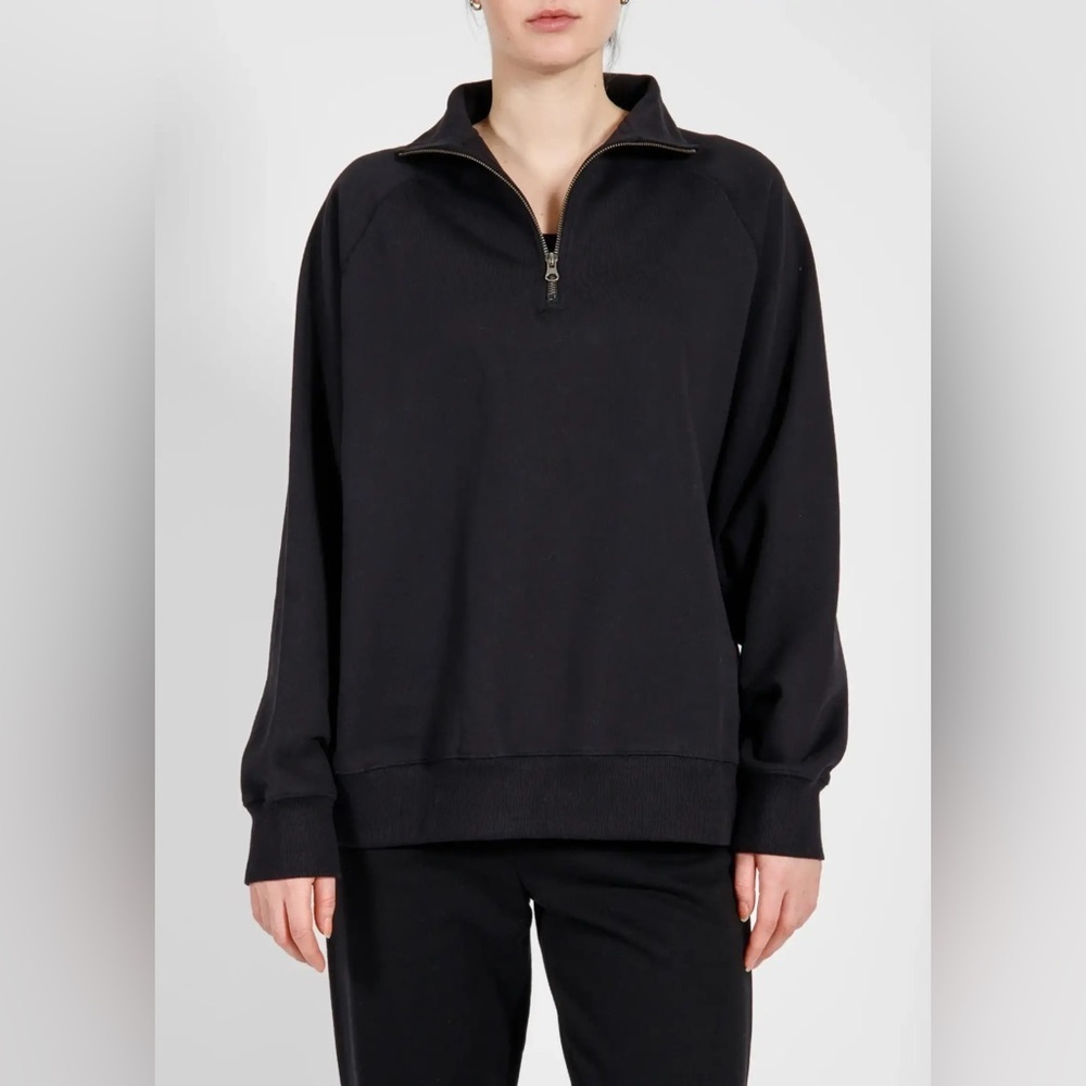 BRUNETTE THE LABEL - Not your boyfriend 1/2 zip sweater size L/XL in Black